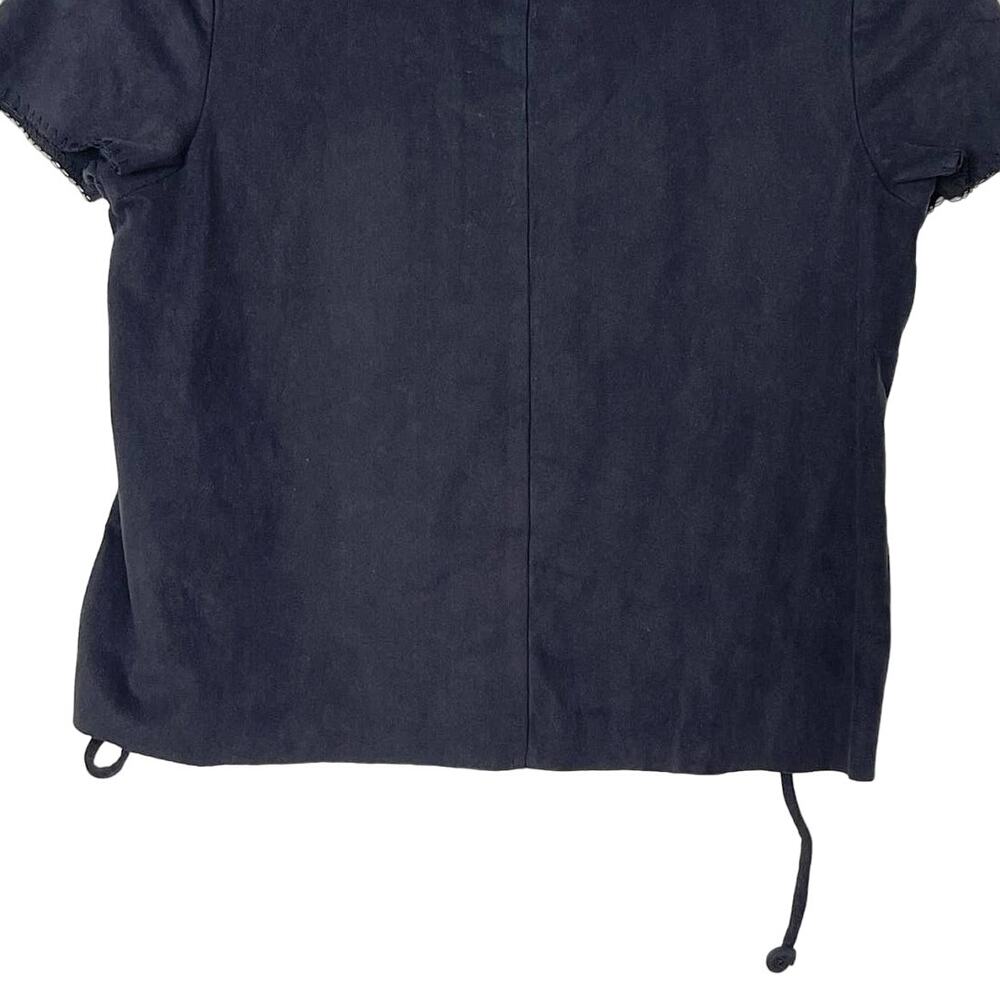 Hollister Black Tie Side Faux Suede Short Sleeve Cropped Top Size XS - Picture 6 of 10